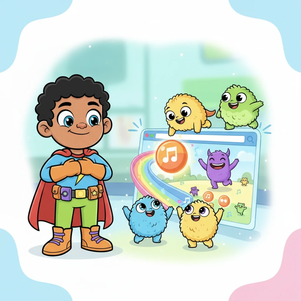 With shy smiles, the creatures cautiously approached, then burst into joyful squeals as they began to interact with the new website. They tapped on bouncy buttons that made funny noises, slid down rainbow ramps, and giggled at the dancing characters. Pixel watched, her heart swelling with happiness.