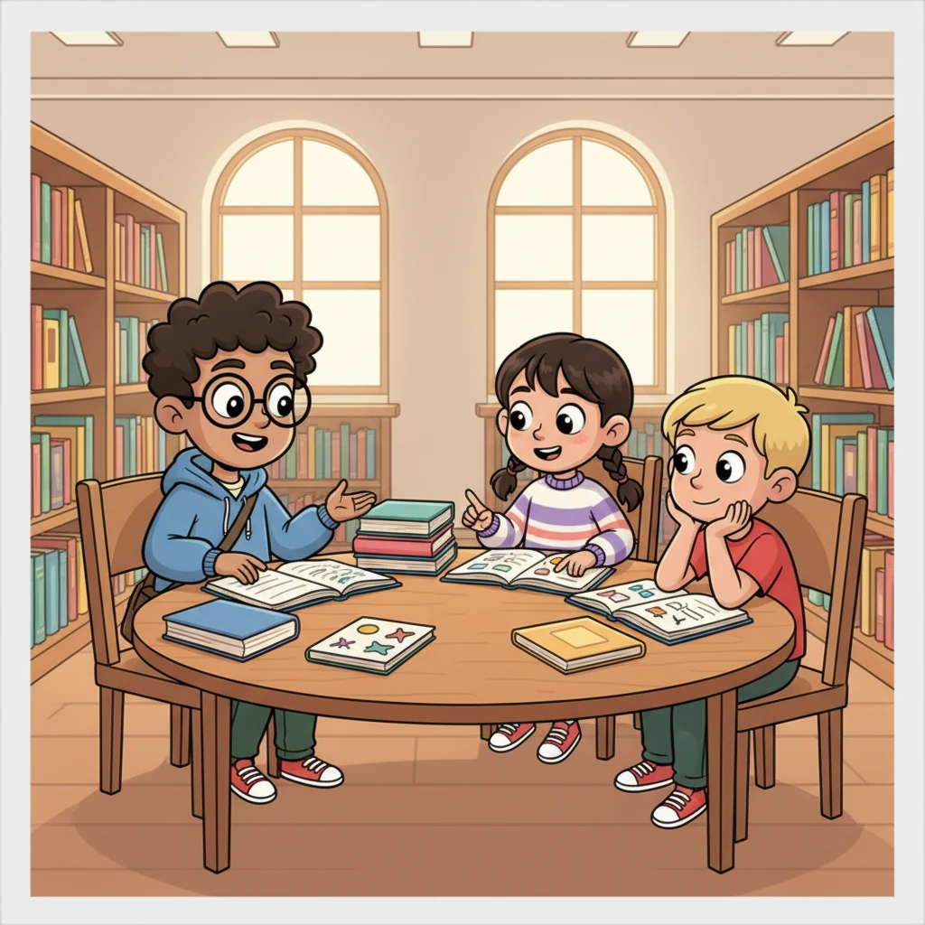As exams approached, Aarav had an idea! He organized a small study group right there in the library, inviting neighborhood students to join. Explaining difficult concepts to others surprisingly helped him understand his own subjects better than ever before.