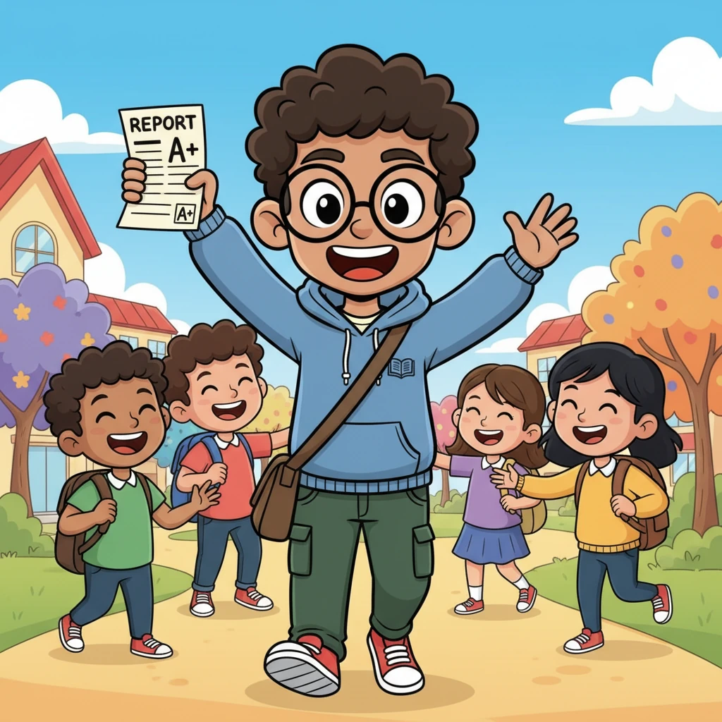 By the semester's end, a remarkable transformation had occurred. Aarav's grades soared, his smile was wider, and he was surrounded by new friends, no longer feeling like an outsider. He walked with a newfound confidence and belonging.