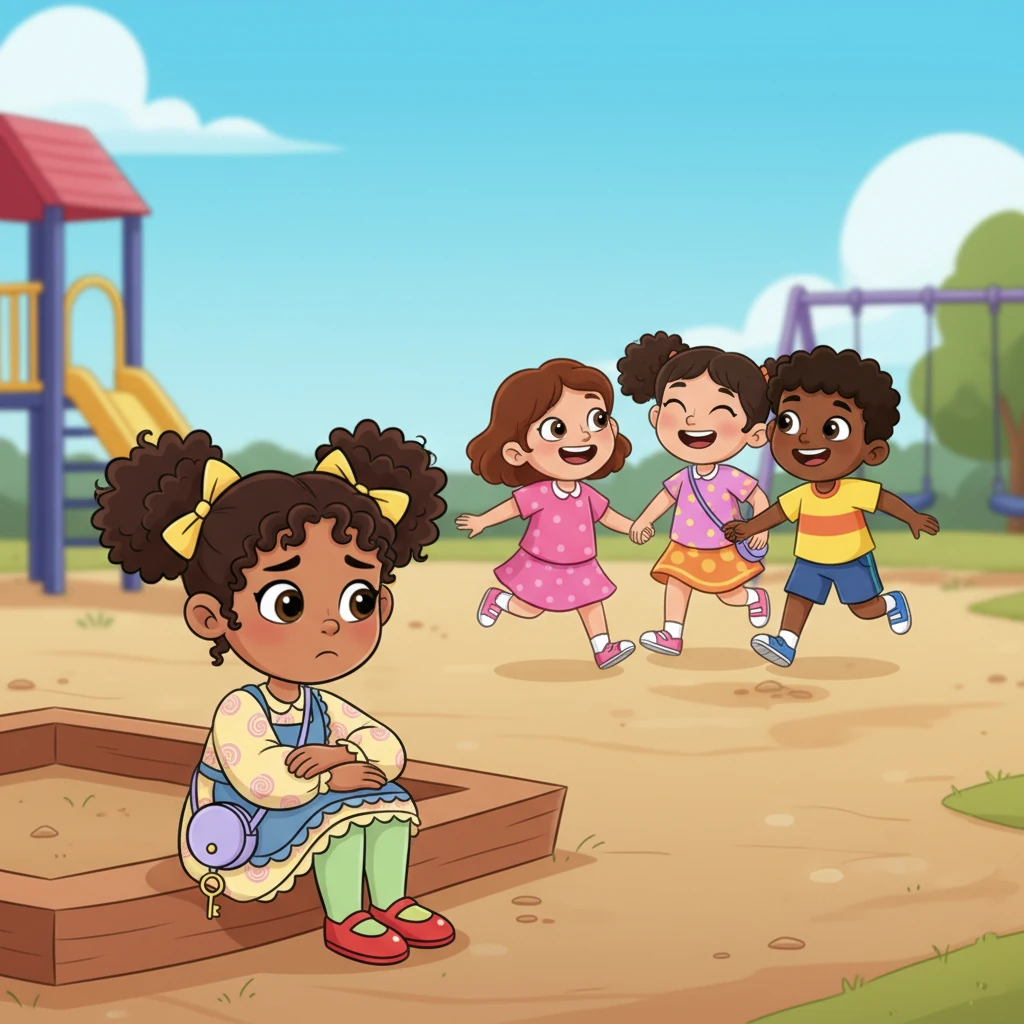 Gradually, things began to change. Some children stopped inviting Sofia to play, thinking she was angry or didn't want to be their friend. Sofia started to feel lonely during recess, watching others laugh and greet each other with joy.