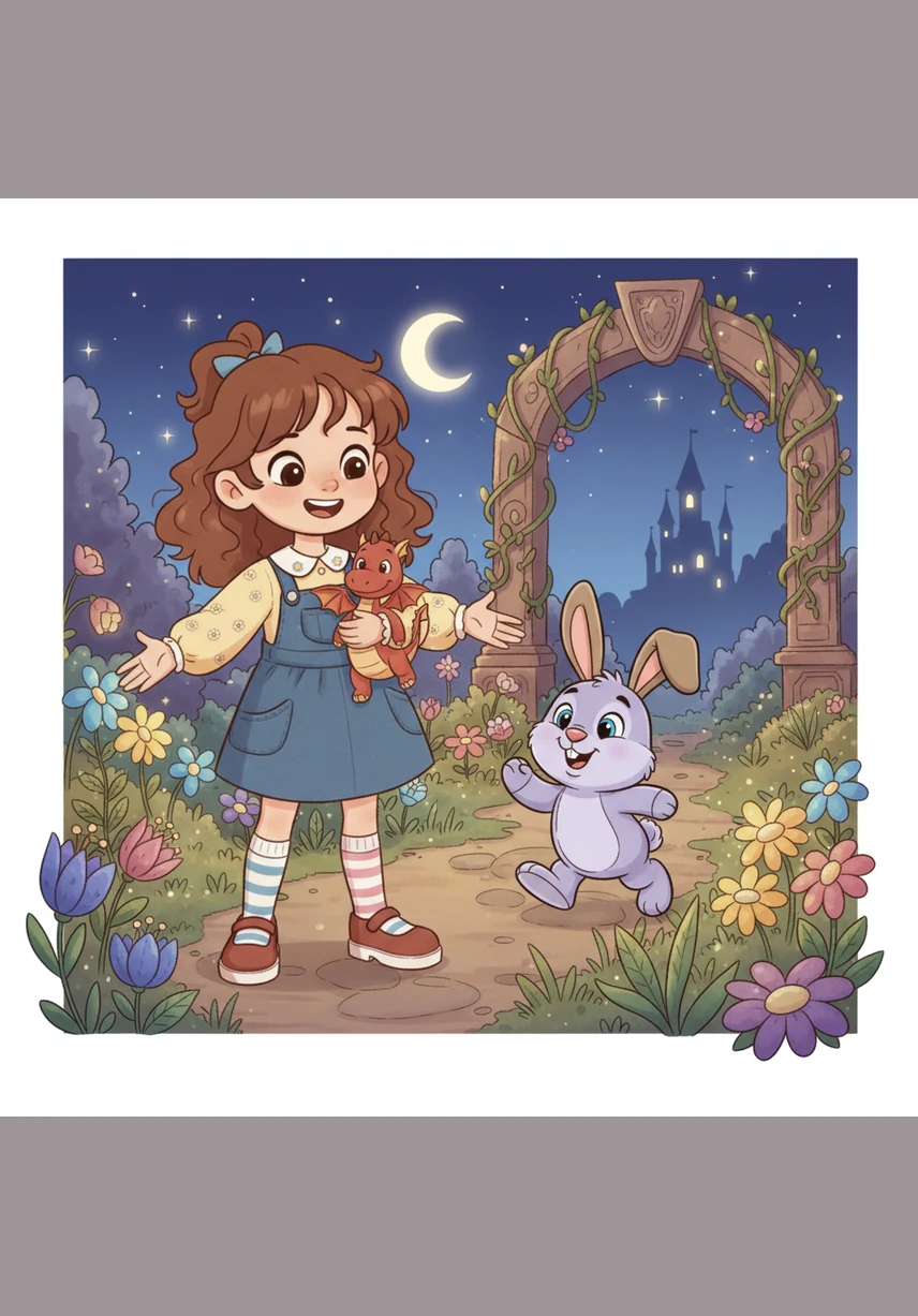 She realizes the garden is full of magic, but it is even better when shared with someone special. Lily paints a beautiful, glowing invitation that flies through the air toward her best friend’s window next door.