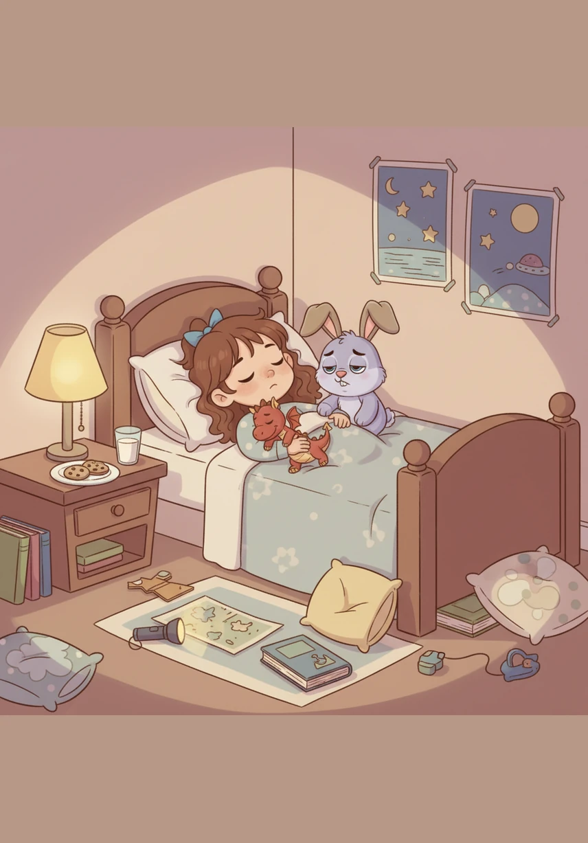 Tired but happy, Lily carefully places the magic brush back under the giant sunflower for safekeeping. She falls asleep in her warm bed, dreaming of all the colorful worlds she will create tomorrow.