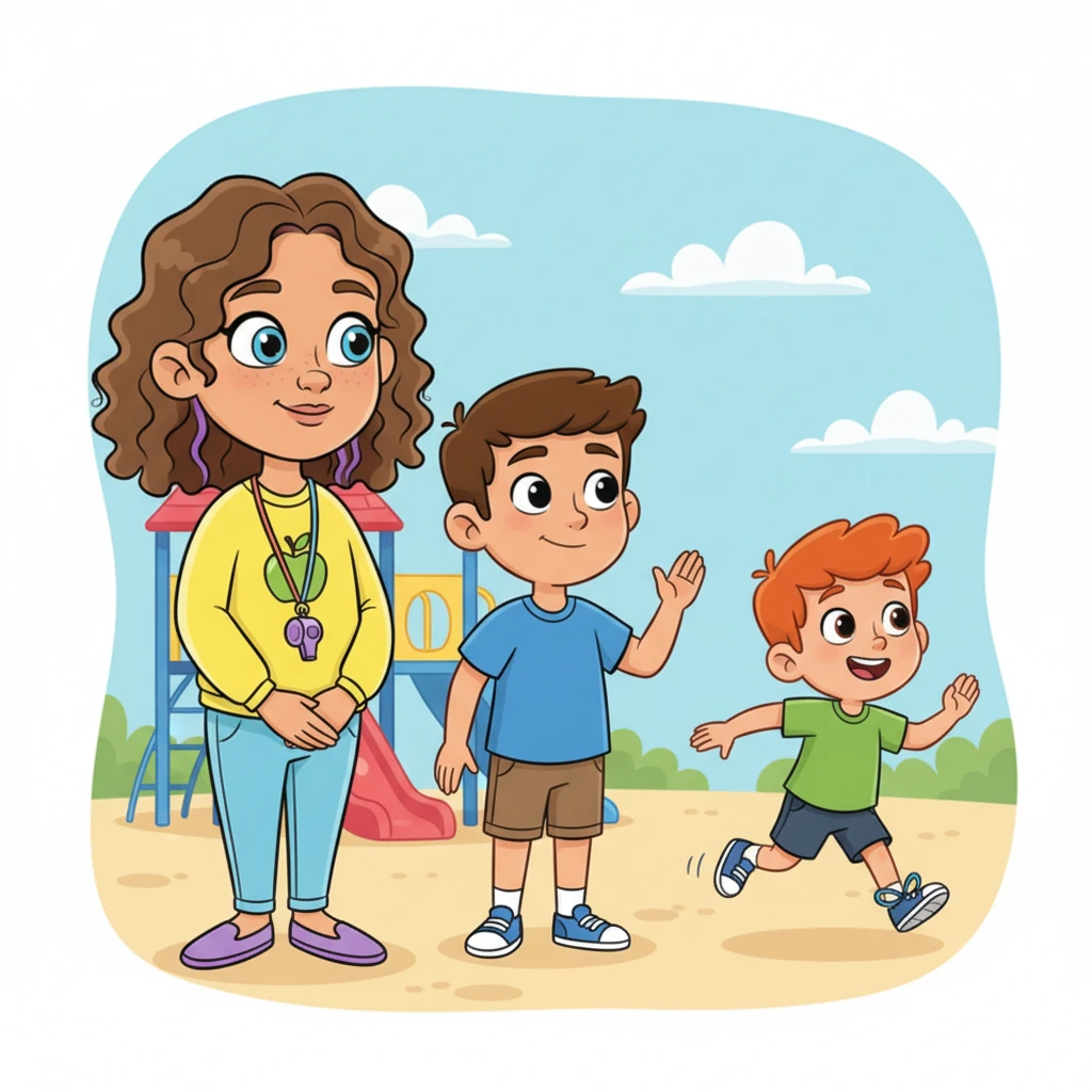 Miss Lily turns from the shoelace student, who is now happily skipping away. Leo watches her, his hand still raised, understanding that she needed to finish her previous task completely. He feels a little burst of satisfaction that he helped her concentrate by waiting.