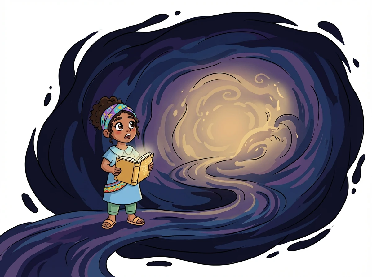 Al principio, todo era oscuridad. Solo existía un vasto vacío sin forma ni vida. Pero el Espíritu de Dios se movía sobre las aguas profundas, listo para dar inicio a una gran aventura.