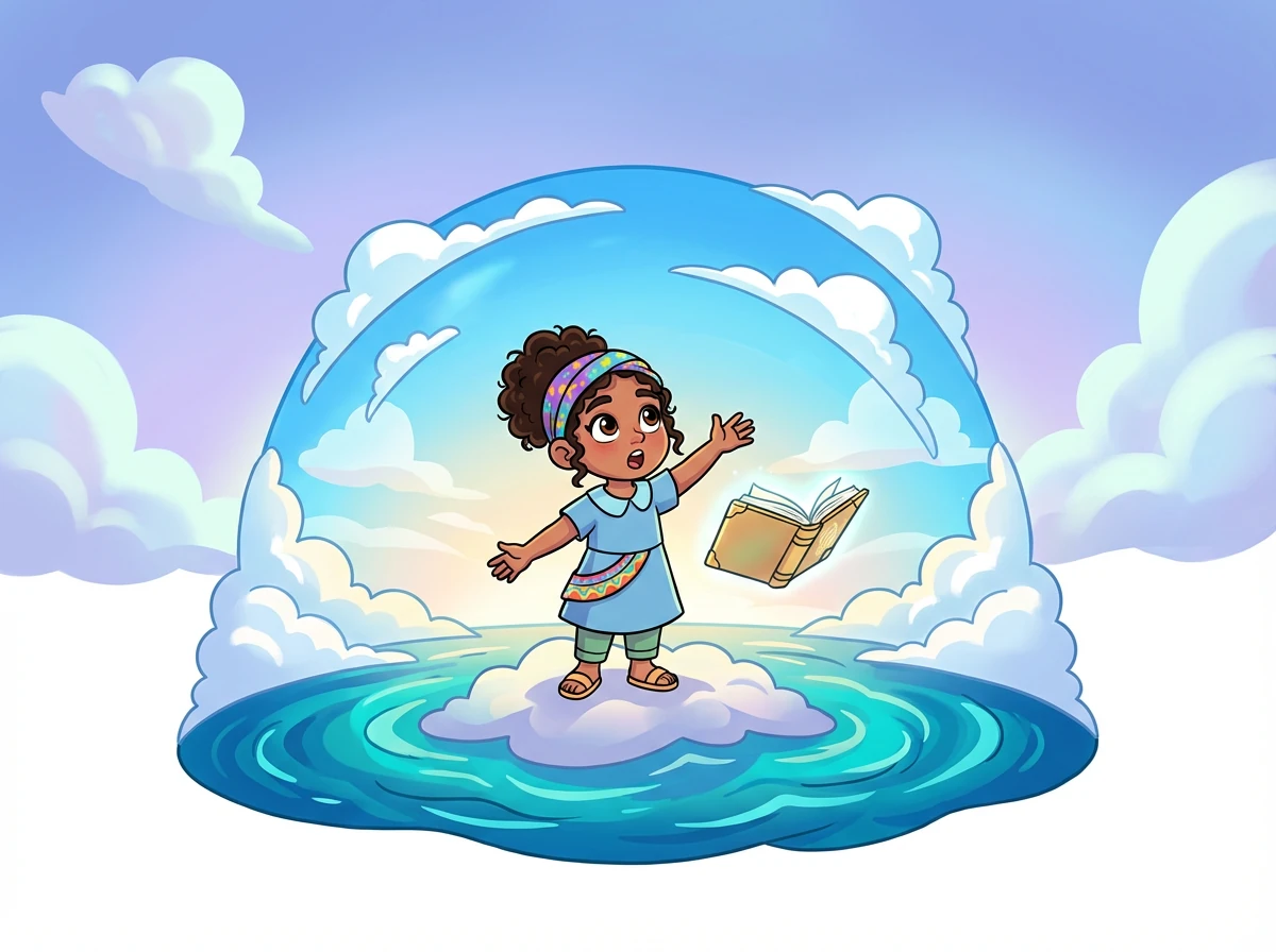 Después, Dios dijo: «¡Que haya un firmamento que separe las aguas!». Y así creó el cielo, separando las aguas de arriba de las aguas de abajo. Dios llamó al firmamento «Cielo».