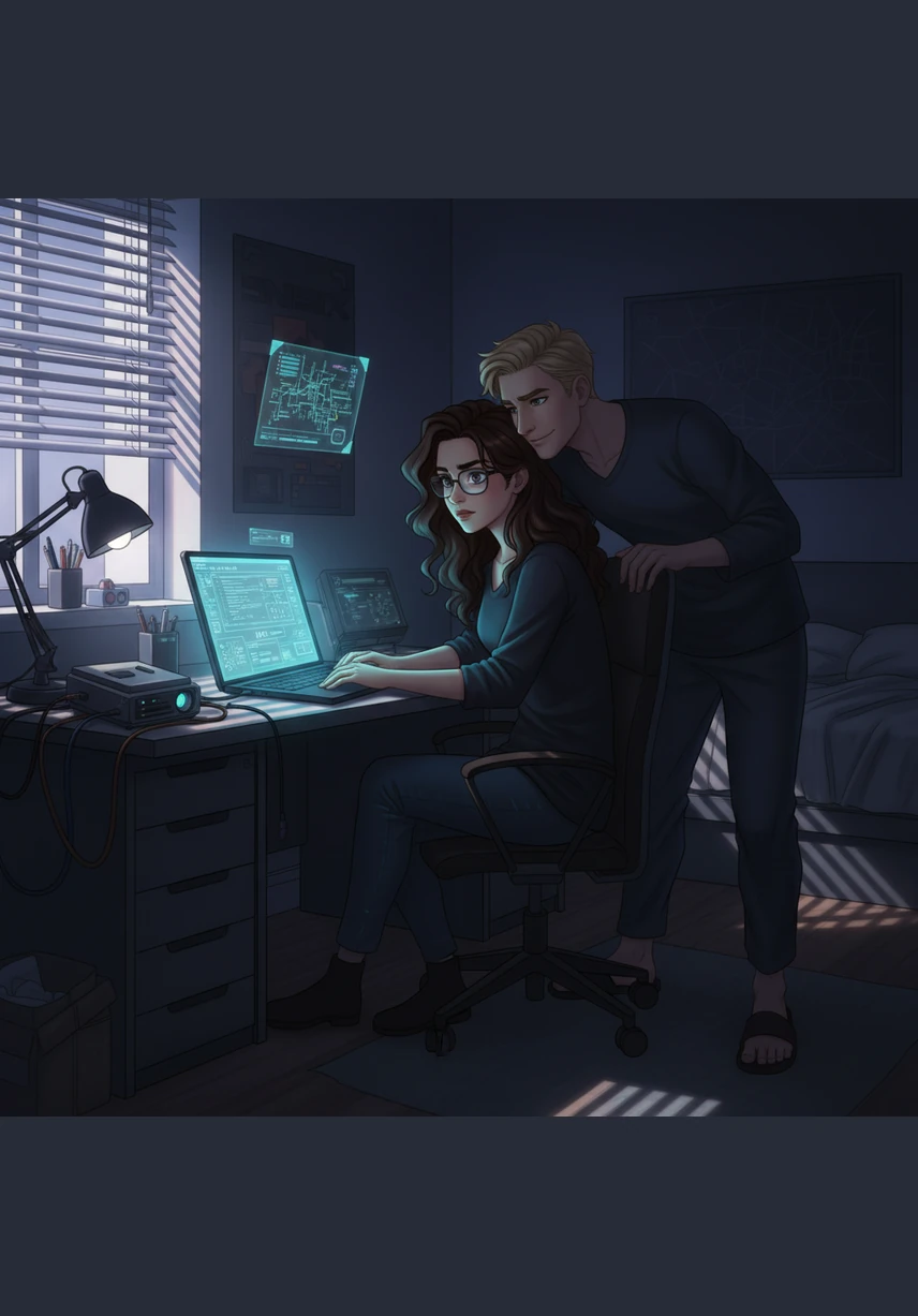 The moonlight filtered through the blinds, casting long shadows across the room while Luiza tried to focus on her laptop screen. Arkadi broke the silence, whispering Goodnight, Love, in a tone so deceptively tender it made her breath hitch in her throat. She knew it was just another game to him, a way to keep her off balance in their shared sanctuary.