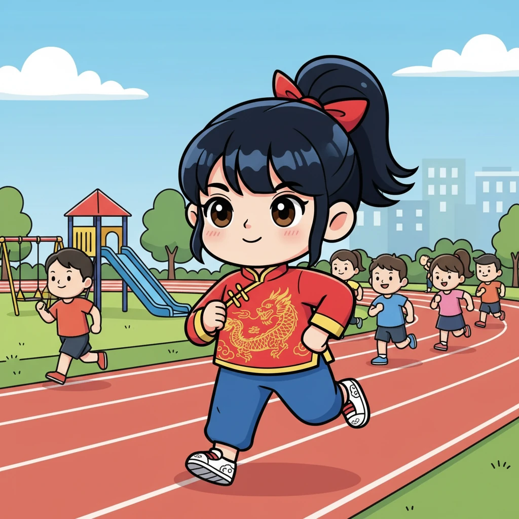 随着时间的推移，小煜开始进行体育锻炼，她喜欢跑步，跳跃，并且变得越来越强壮。她每天都坚持锻炼，她的身体变得更加健美，充满了力量。她开始在社区的运动场上崭露头角。