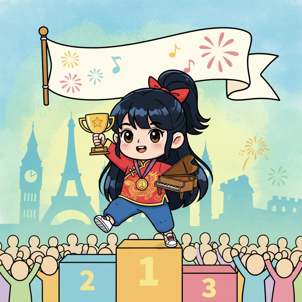 小煜继续努力，不断提升自己的技能。她参加了国际比赛，并获得了更大的成功。她成为了一个备受瞩目的运动员和钢琴家。