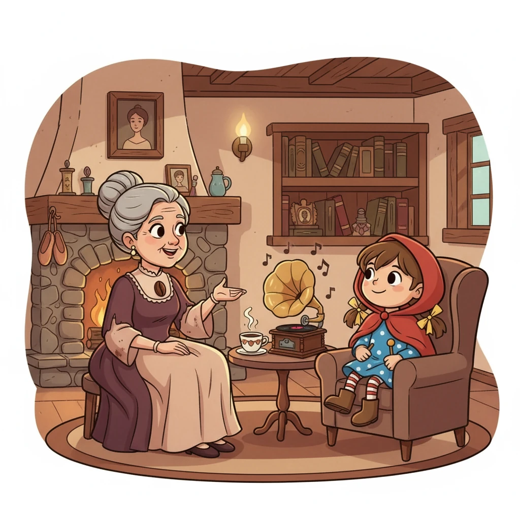 Her grandmother, Ballerina Cappucina, a legend in her youth, lived with Little Red. She filled their cottage with the scent of roasted coffee and the melodies of her gramophone, sharing stories of courage, rhythm, and the magic of dance.