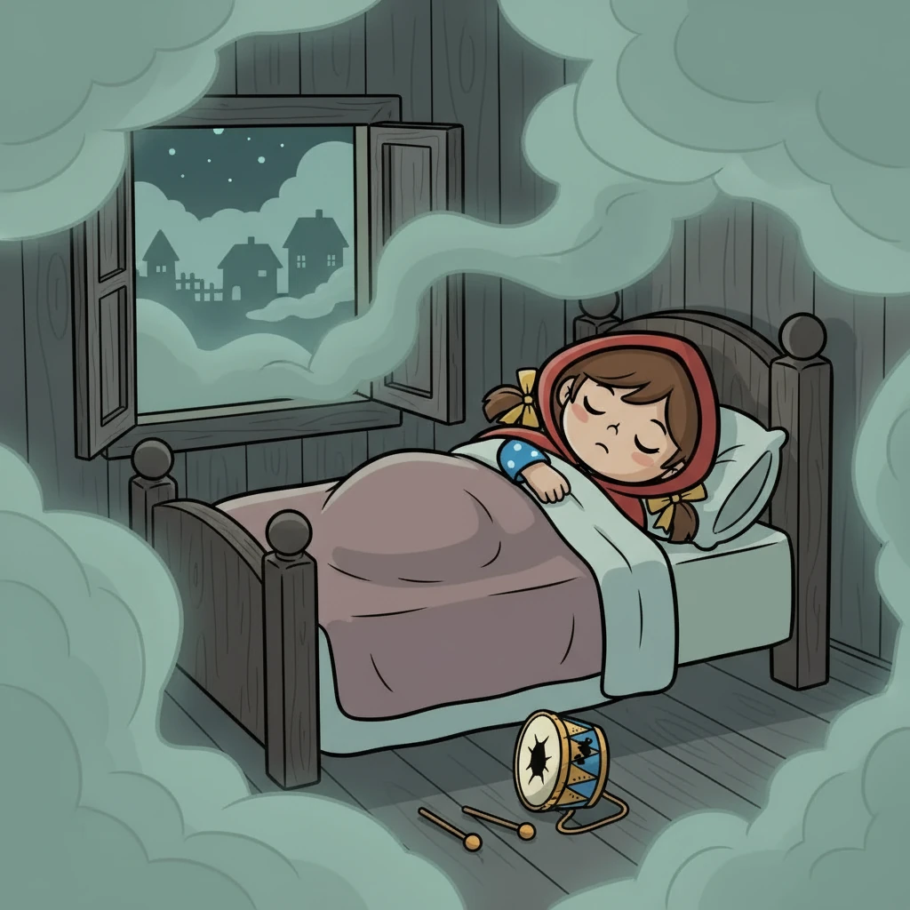 One night, a strange mist crept from the forest, silencing the village's morning call. The sahur drum, which woke everyone before sunrise, lay torn and silent, and the villagers slept on, unaware.