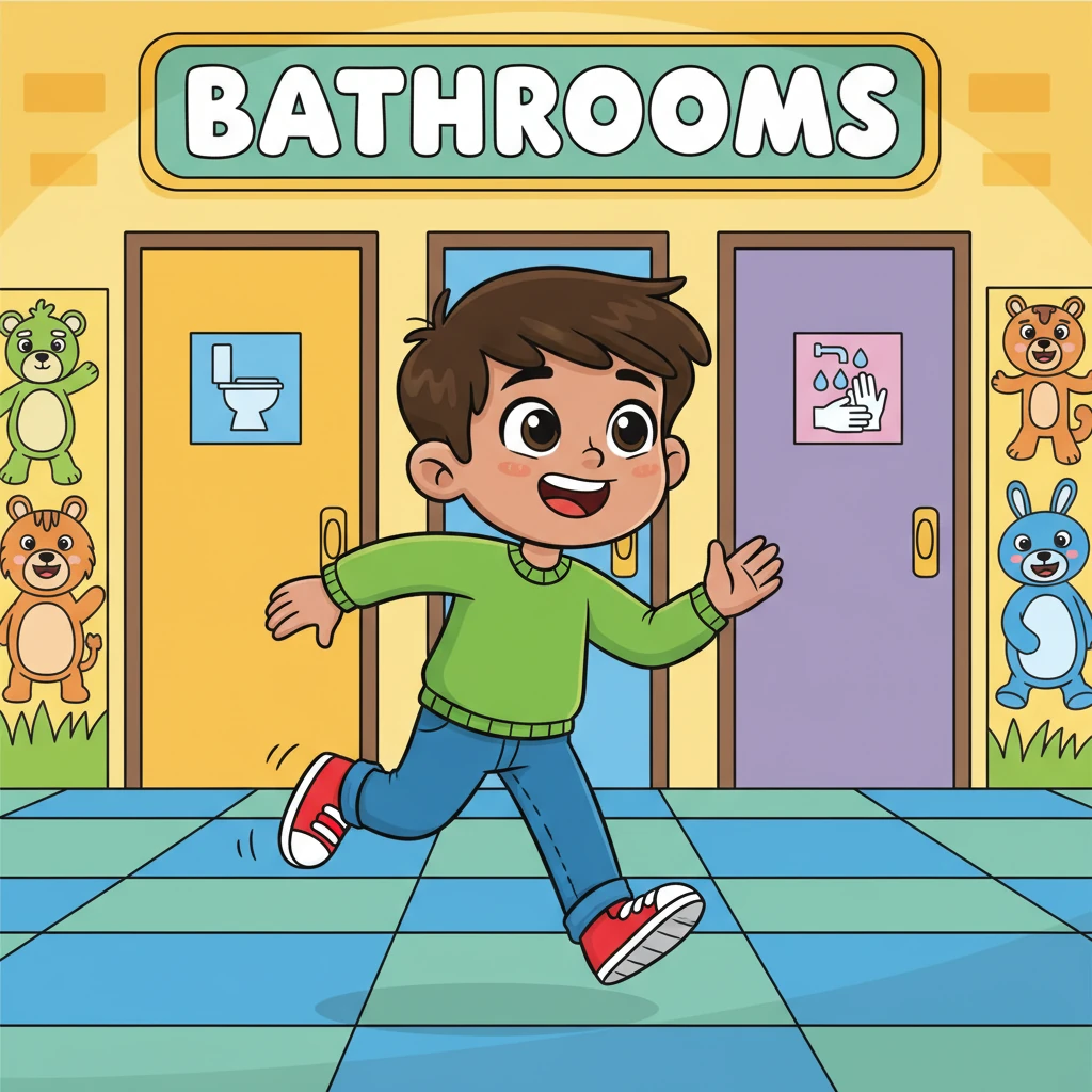 Sometimes during the school day, Leo needs to use the bathroom. It is a very important place that helps keep his body healthy and comfortable. The bathroom is also a place where everyone deserves privacy, respect, and safety.