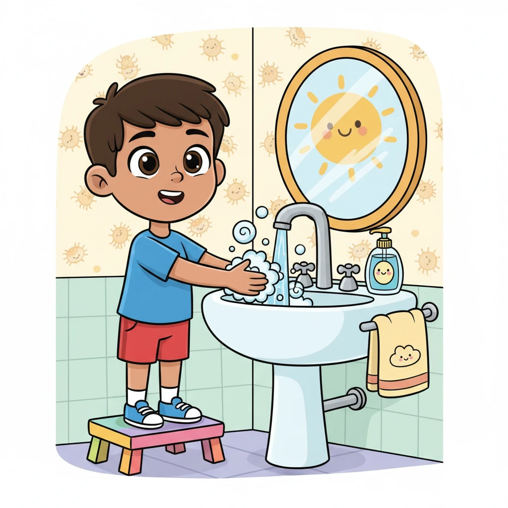 Clean hands help keep Leo and all his friends healthy and germ-free. He knows this simple step is super important. It's a small action that makes a big difference for everyone.