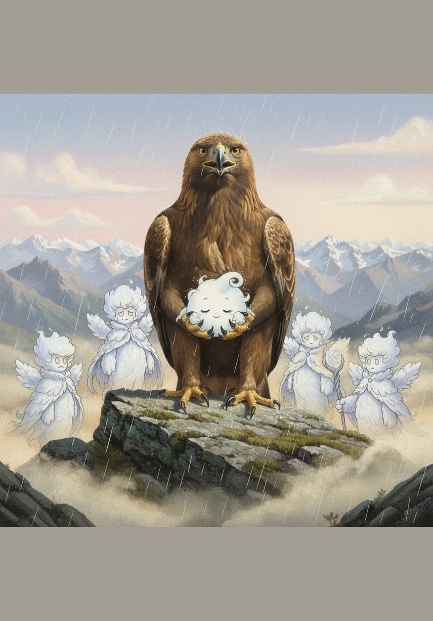 Cirrus was a small, fluffy cloud who preferred to stay nestled in the cool shadows of the jagged mountain peaks. While the other clouds drifted high into the vast blue expanse, Cirrus kept his wispy edges tucked tightly against the solid stone.