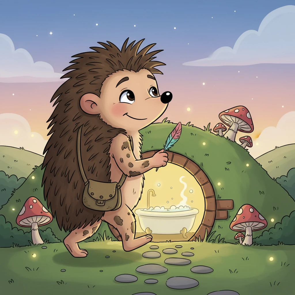 With a contented sigh, Pip headed back to his cozy burrow, already imagining a warm, bubbly bath. But he knew the memories of his wonderfully wild, delightfully dirty day would last long after the last speck of mud was gone. He couldn't wait for his next adventure!