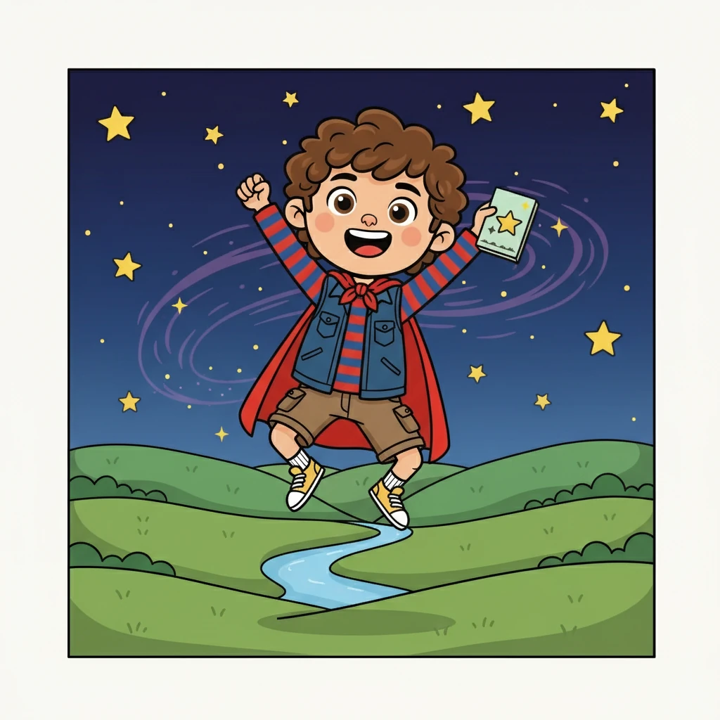 Finalement, Kojo, avec courage et sagesse, vainquit le sorcier, protégeant les étoiles et sauvant la vallée. Il retourna chez lui, le cœur rempli de joie et de souvenirs, prêt pour de nouvelles aventures.