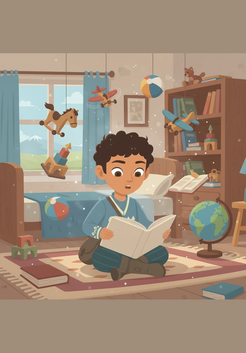 Арман кітаптың алғашқы бетін ашқанда, оның бөлмесіндегі ойыншықтар кенеттен ауаға қалқып шықты. Ол тартылыс күшінің қалай жұмыс істейтінін және оның бізді жерде қалай ұстап тұратынын түсіне бастады.