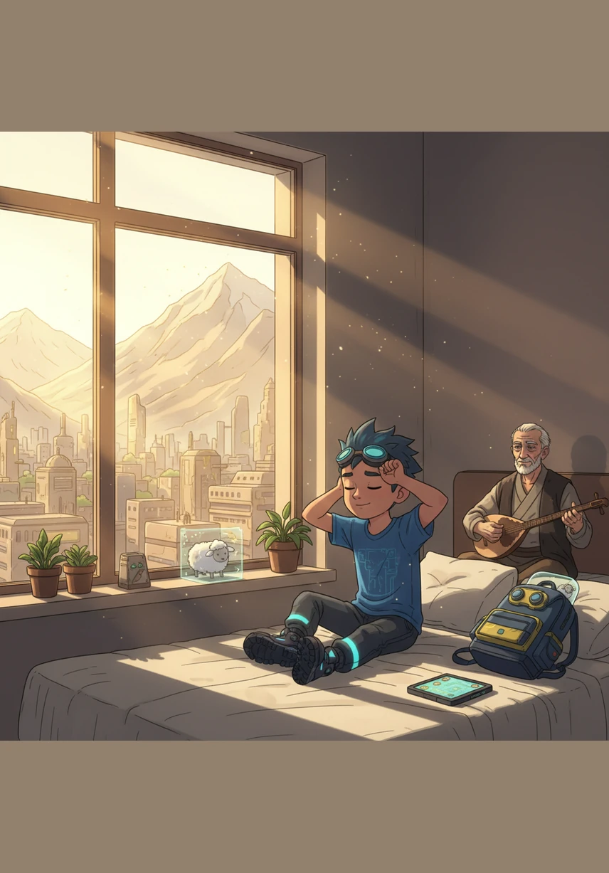 Young Aibek wakes up to the first rays of sun gilding the rooftops of his beloved city, Jalal-Abad. From his window, the majestic mountains surrounding the valley promise a new day full of discovery and wonder.