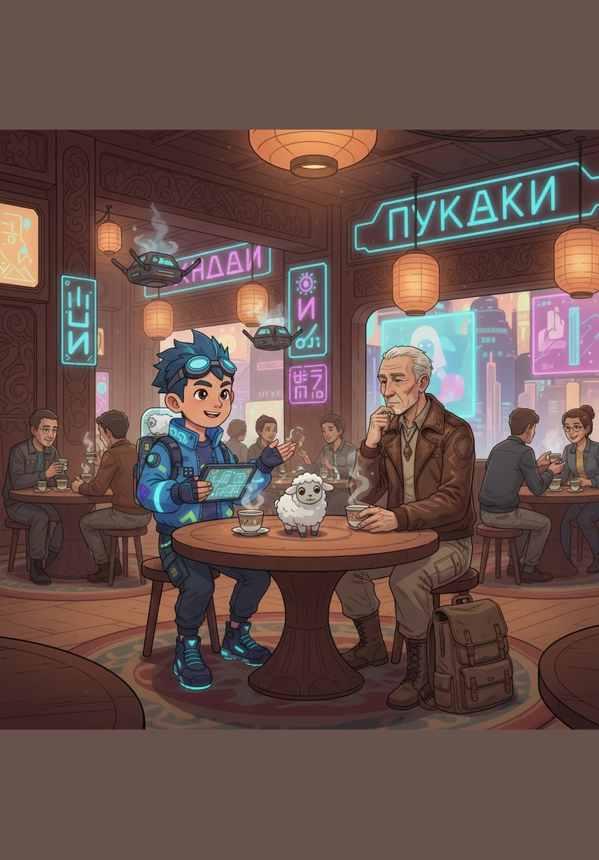 Aibek stops at a local teahouse to enjoy the famous Jalal-Abad plov, served steaming hot and fragrant on a colorful ceramic plate. Sharing a table with neighbors, he listens to stories that remind him the city's greatest wealth is its kind and open-hearted people.