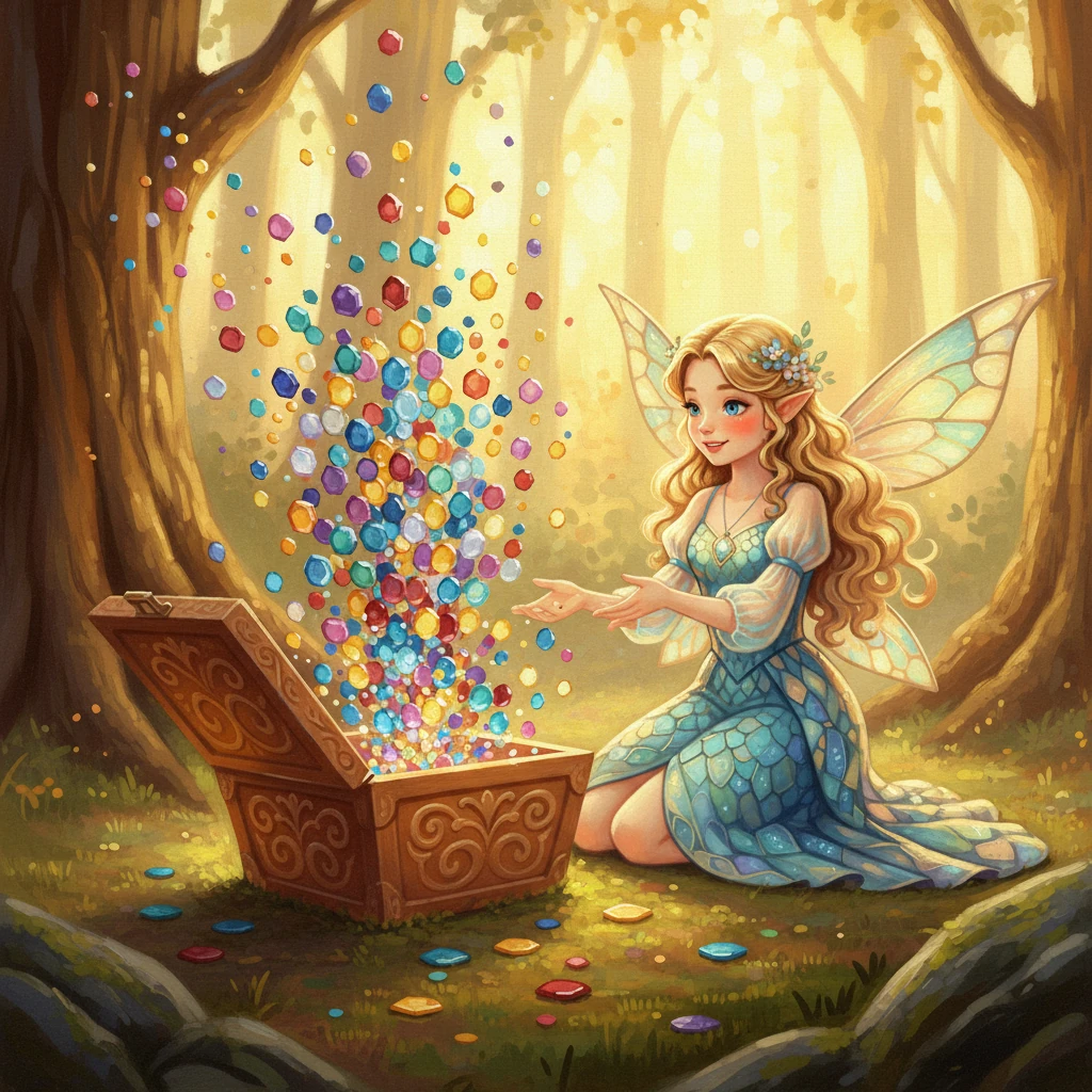 Ma tra tutti i giochi, Serena ne amava uno più di ogni altro: quello con le sue magiche piastrelline colorate. Queste meraviglie erano custodite con cura in una scatola di legno intagliato, la superficie liscia e calda al tatto. Ogni volta che la apriva, un'esplosione di mille colori riempiva l'aria, promettendo nuove avventure.