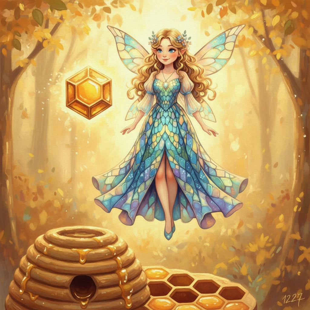 Con un piccolo salto elegante, l'Esagono fece la sua apparizione, la sua forma complessa e armoniosa. "Io ho sei lati e sei angoli", annunciò con voce chiara e melodiosa. "Posso essere una cella perfetta nell'alveare delle api, dove il miele dorato viene conservato con cura."