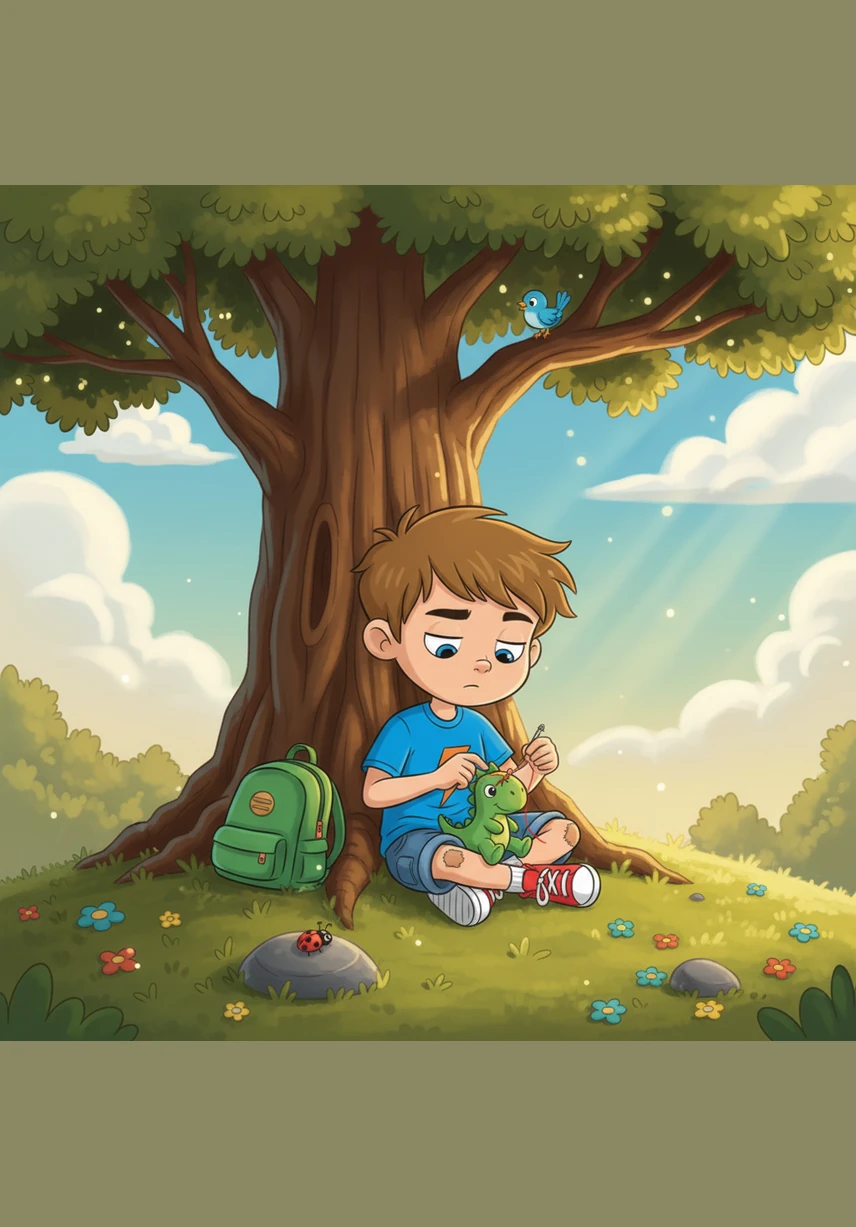 On a bright page, a large glowing spiral made of shimmering stardust appears for Leo to trace slowly with his finger. As he follows the path from the outside into the center, he feels his mind becoming clear and his body relaxing into a state of balance.