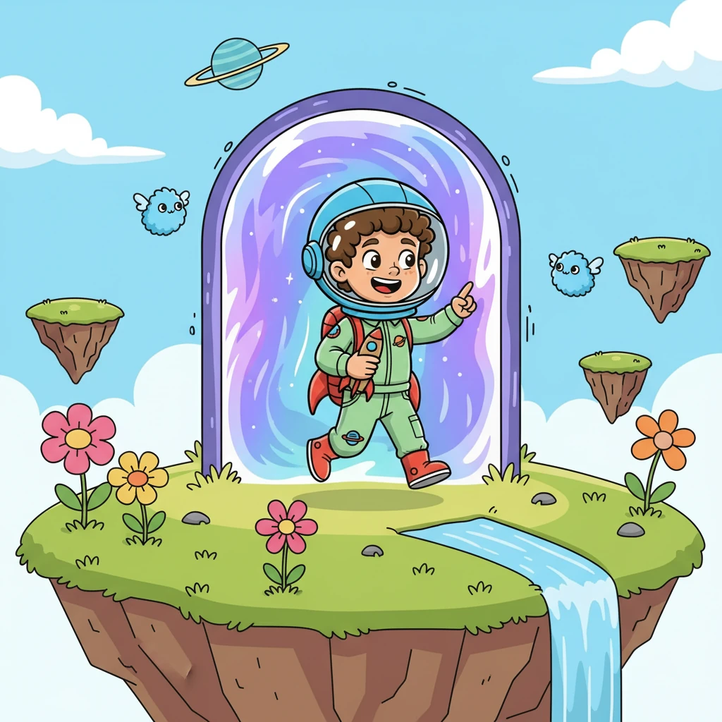 Leo stepped through the portal and found himself in a land filled with floating islands and friendly creatures. He had finally arrived at his dream destination!