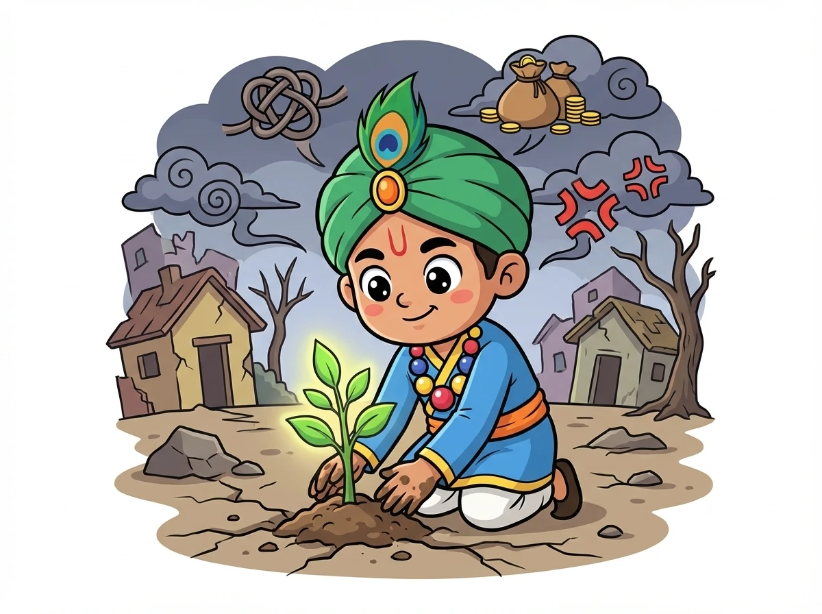 कलयुग की शुरुआत हो चुकी थी। धरती पर अधर्म का बोलबाला था। लोग झूठ, लालच और क्रोध में डूबे हुए थे। ऐसे समय में, एक गाँव में धर्मवीर नाम का एक बालक रहता था। वह हमेशा सत्य और न्याय के मार्ग पर चलने की कोशिश करता था।