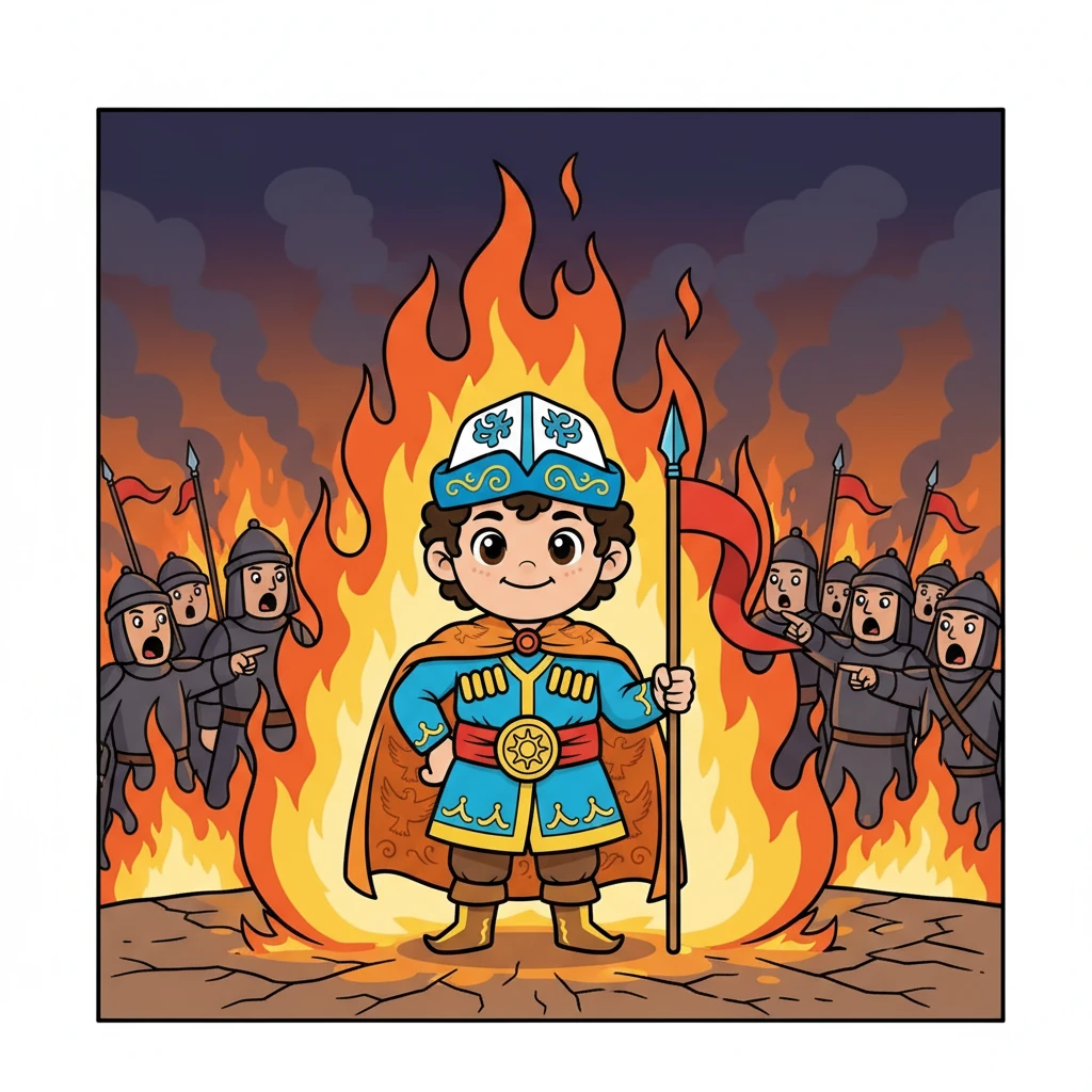 Шырақ жауларға өз елінің құпиясын айтпау үшін, өзін отқа тастады. Оның ерлігі барлығын таң қалдырды.