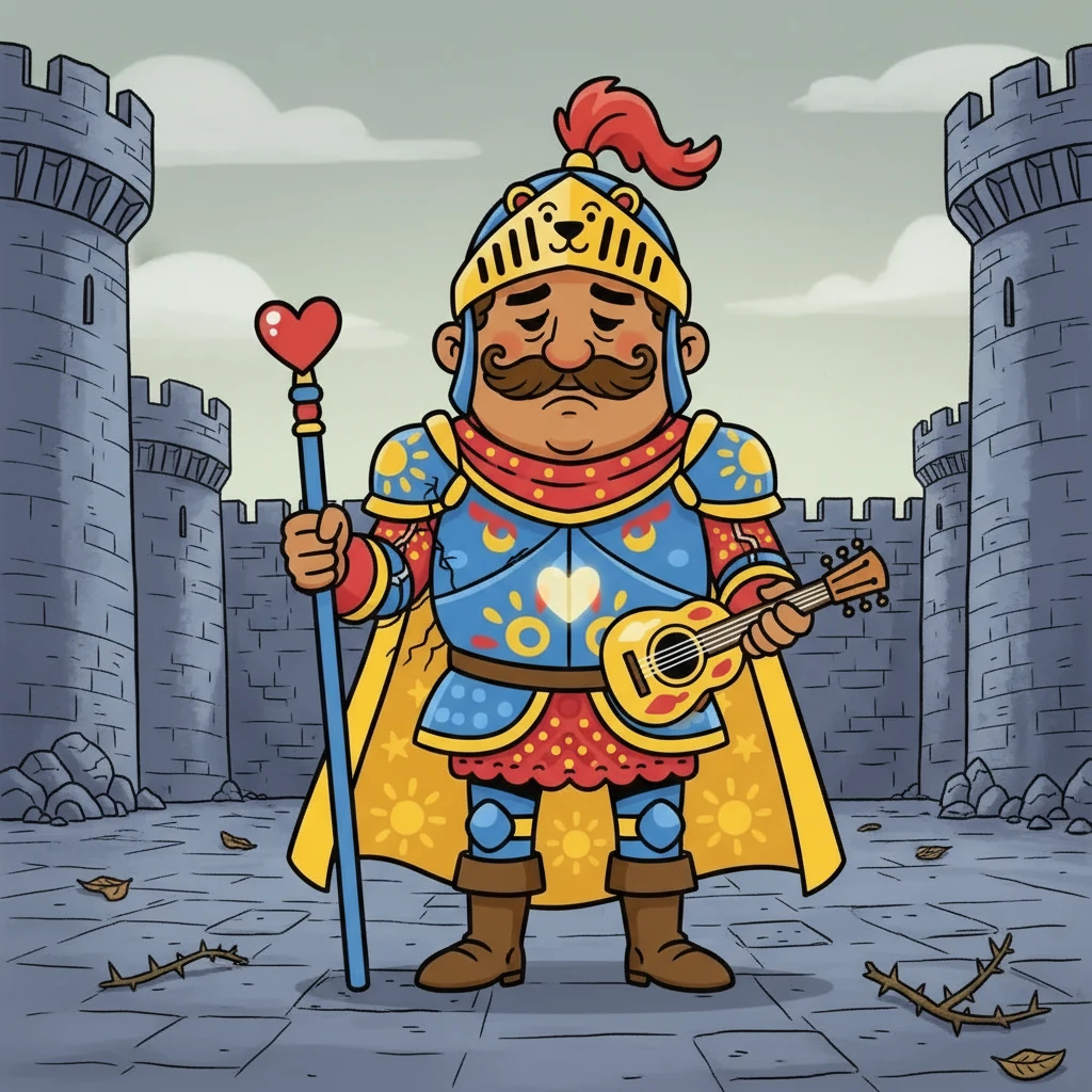 Sir Ricardo, un caballero de brillante armadura, se sentía atrapado, su coraza brillante reflejaba un corazón solitario. La armadura, símbolo de su orgullo, se había vuelto pesada, impidiéndole sentir la brisa en su rostro y el sol en su piel. Deseaba liberarse, pero la armadura parecía adherida a él, un peso invisible pero constante.