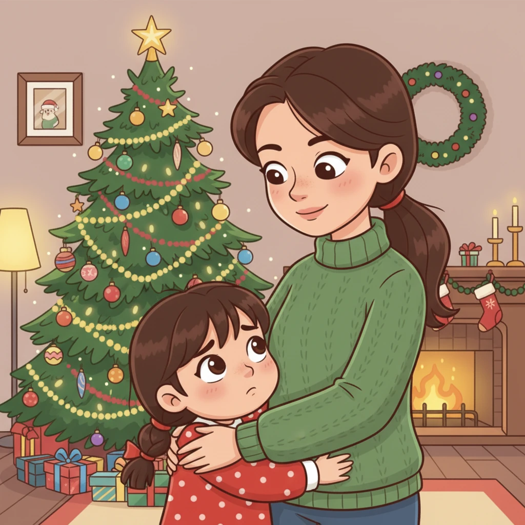 Sua mãe, com um abraço carinhoso, lembrou-a: "Papai Noel só traz presentes para as crianças que se comportam bem, minha flor." Clarinha pensou um pouco, lembrando-se de algumas vezes que não tinha sido tão boazinha.
