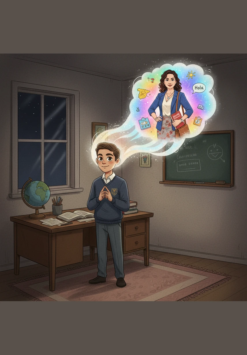 Mientras lee, Musy imagina un final diferente donde la protagonista Roxana llega a casa y descubre la verdadera identidad de David. En su mente, los personajes se transforman en un giro sorprendente que él hubiera preferido escribir.