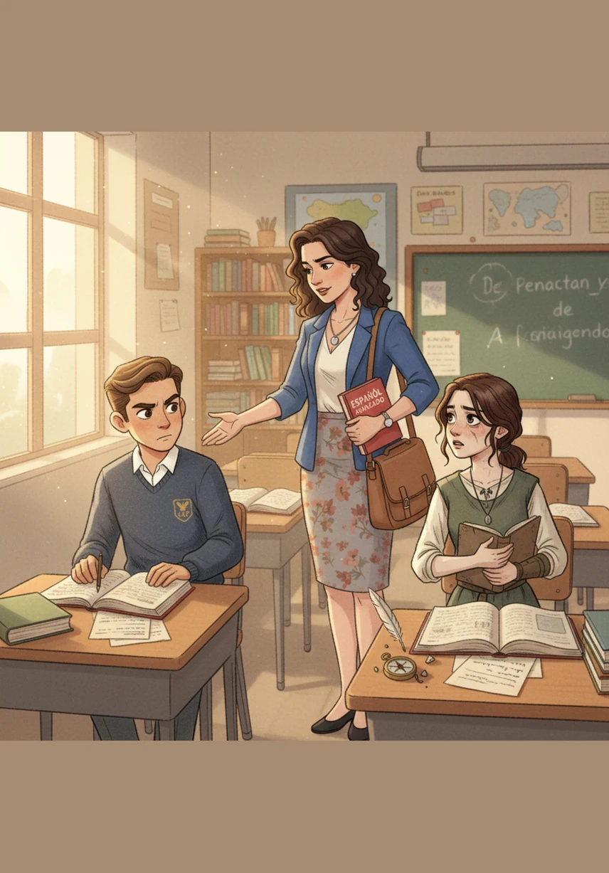 Musy observa el pizarrón con mucha atención, esperando que los ejemplos claros de la maestra Brenda iluminen sus dudas. Cuando la explicación se vuelve sencilla y visual, una chispa de comprensión aparece en sus ojos al dominar el tema.