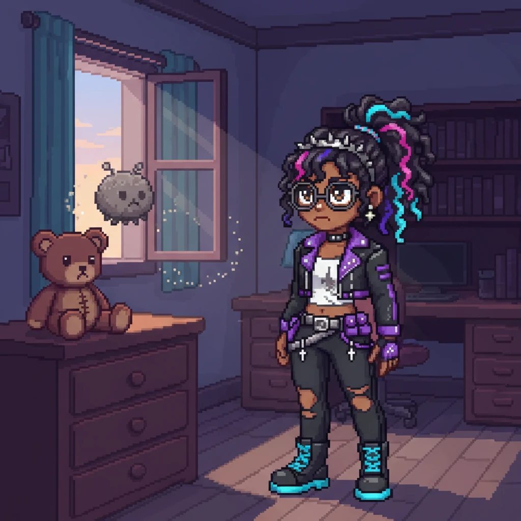 Suddenly, a tiny, fuzzy gloom bug floated in through her window. It was a dull grey color and made her favorite teddy bear look a little sad. Callie frowned, knowing this bug made happy things feel quiet.