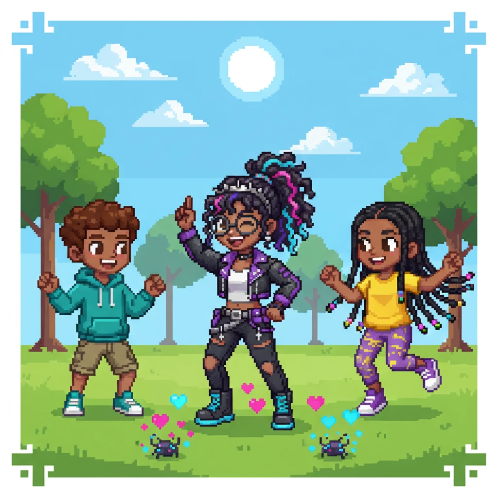 The next day, Callie told her friends, Leo and Maya, about the gloom bugs. "Our Kpop dances can make them disappear!" she exclaimed. She taught them special 'joyful moves' to chase away the sadness.