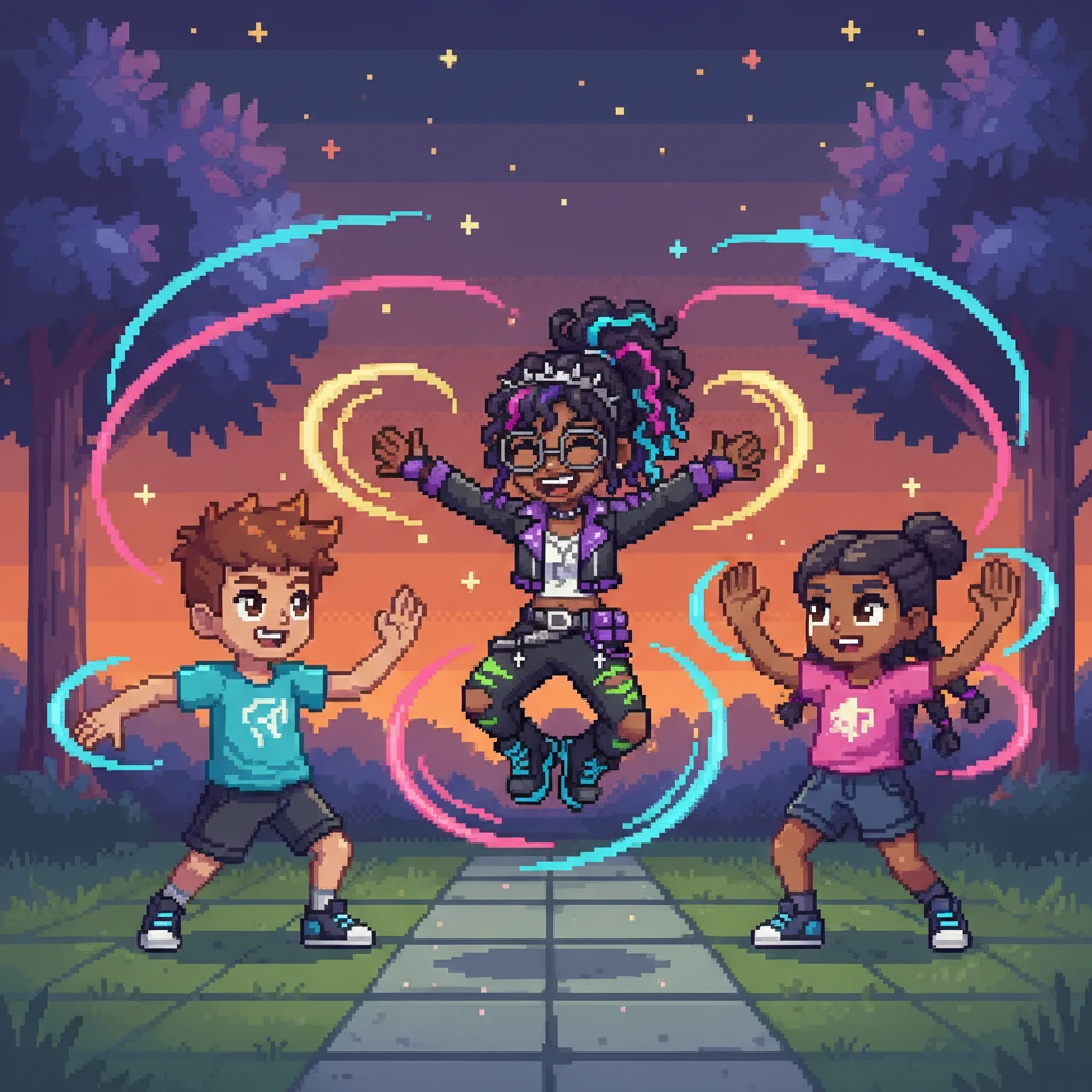 Callie, Leo, and Maya knew what to do! They put on their very best Kpop performance, full of bright energy and big smiles. They spun, jumped, and waved their hands, filling the park with music and light.