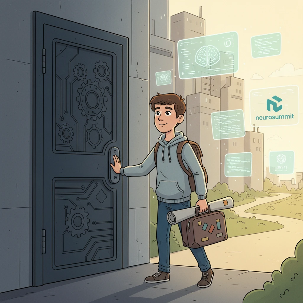 Alex, a skilled programmer, packed his belongings, ready to leave the oppressive DarkCorp. He dreamed of working on his own projects and preparing for a neurosummit, eager to share his ideas. With a determined look, he closed the door on his old life and stepped into a new beginning.