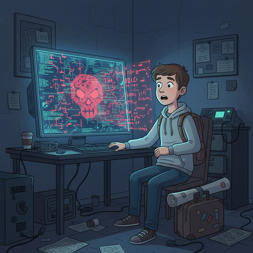 At home, preparing for the summit, the screen flickered to life, consumed by a menacing DarkCorp virus. The interface warped, code danced erratically, and a chilling holographic message materialized, warning of something 'very threatening'. Alex knew, in an instant, that his old life was about to catch up with him.