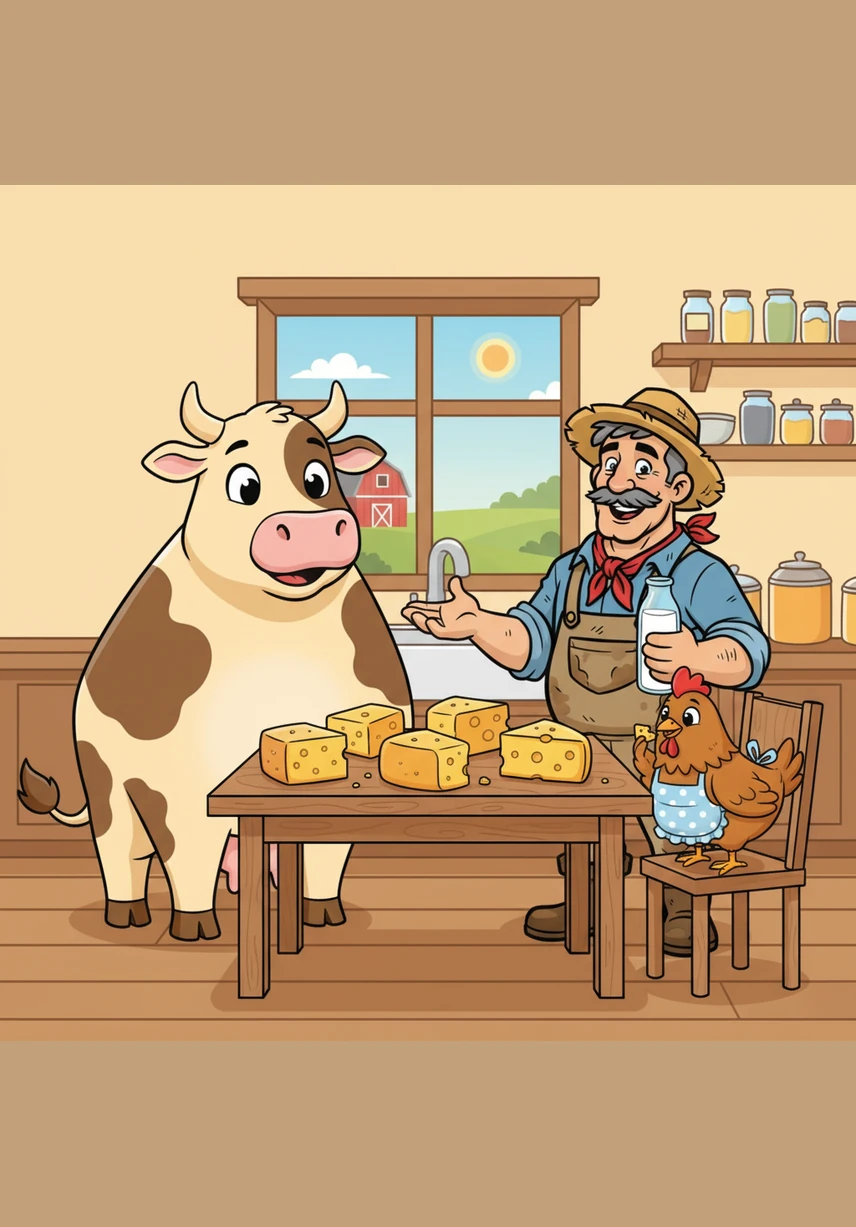 On the kitchen table, there are 7 pieces of yellow cheese. Cheese is made from the cow's milk. It looks delicious and salty.