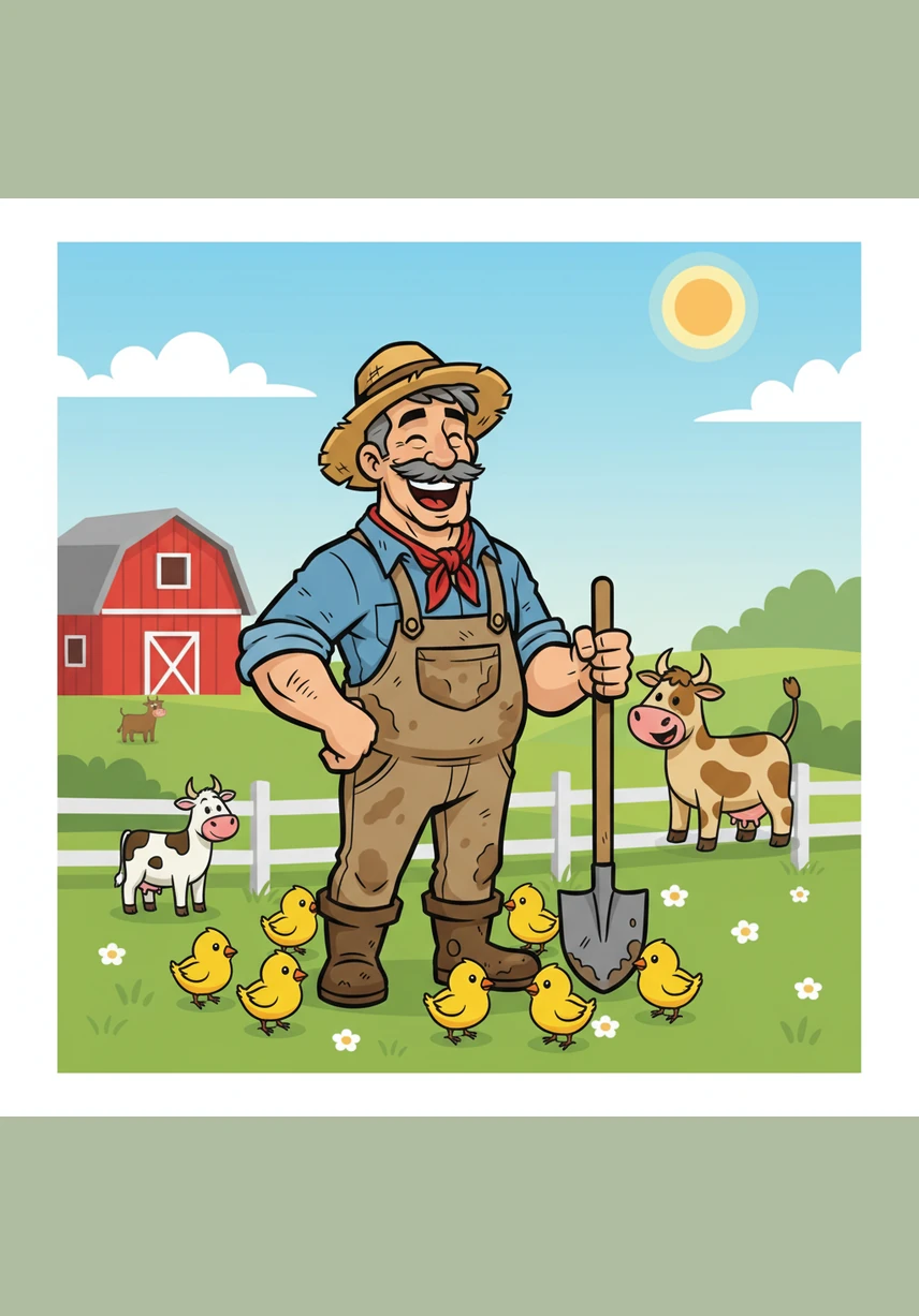 Ben sees 8 colorful flowers growing near the wooden fence. The bees love the flowers. The farm is a very happy and bright place.