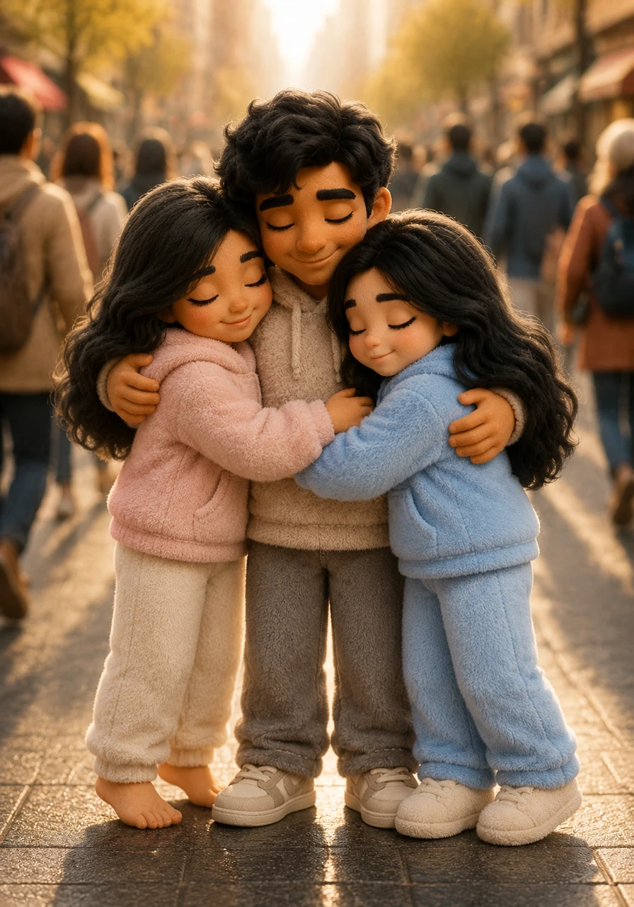 In the middle of a busy world, they find stillness in their very first hug, a moment where time seems to hold its breath. It isn't just a greeting; it is the feeling of finally belonging somewhere safe, wrapped in warmth and the scent of home.