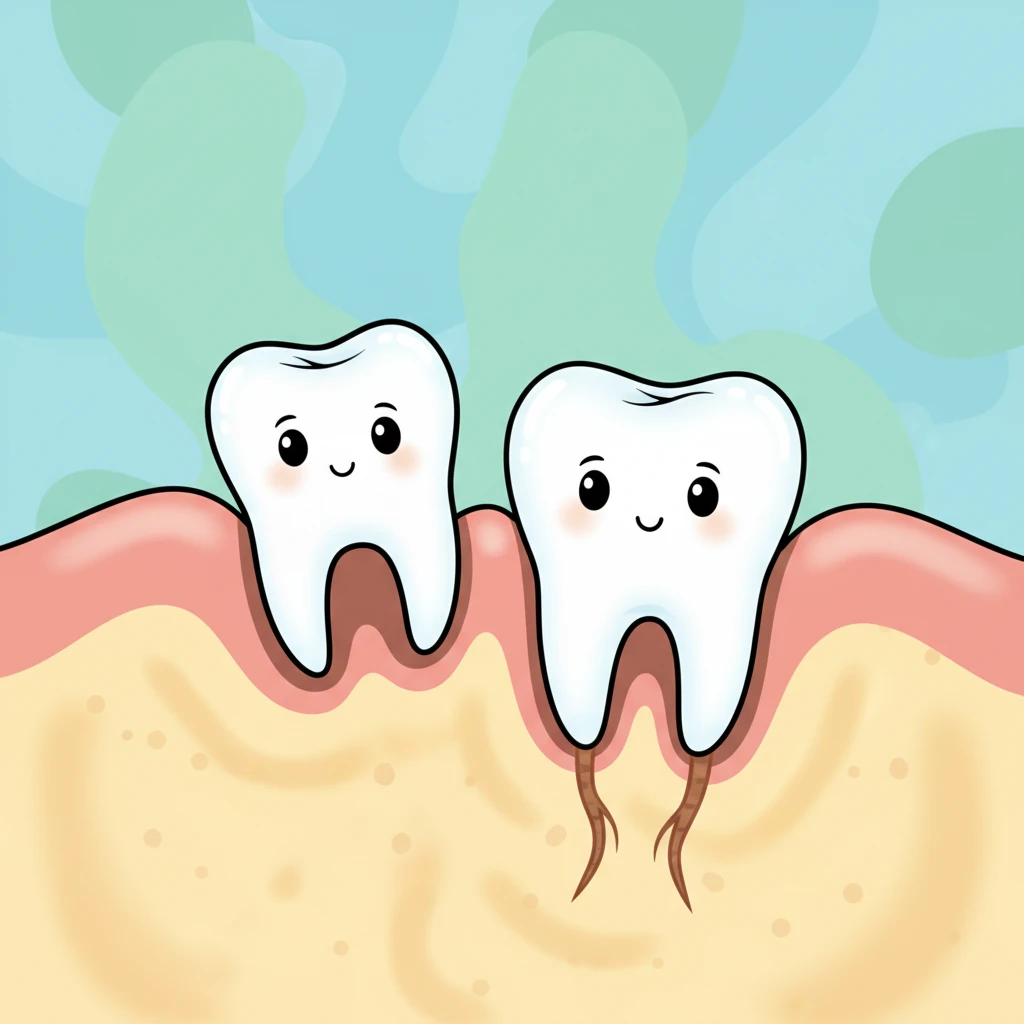 Beneath the wobbly tooth, a brave new permanent tooth was beginning to stretch and grow. It gently nudged the baby tooth, like a sleepy little sprout pushing through soft soil. It wasn't a pushy push, but a kind, encouraging one.