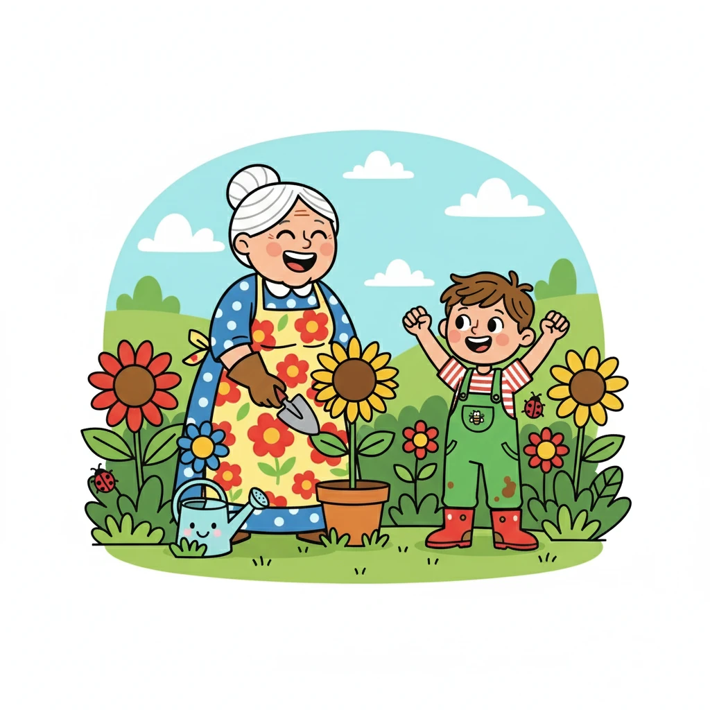 Mamie Lucie, grâce au jardin, retrouva confiance et espoir. Elle avait retrouvé le sourire, et son cœur s'était rempli de joie. Hugo était fier d'avoir apporté ce bonheur.