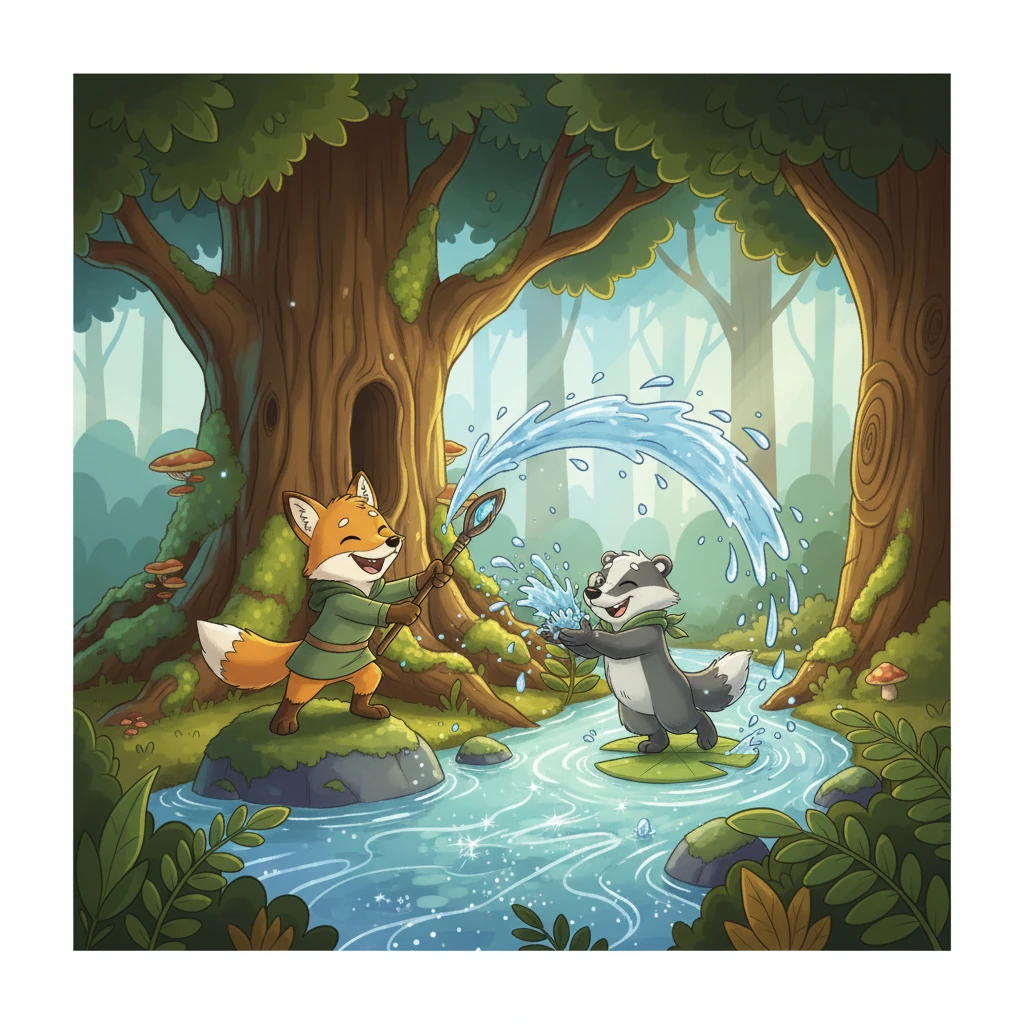 Dans un coin reculé de la forêt, près d'une rivière scintillante, vivaient deux petits lutins espiègles : Elfo et Elfette. Ils étaient les gardiens joyeux de la Rivière au Mr Freezer, une étendue d'eau magique aux reflets givrés, même en été.