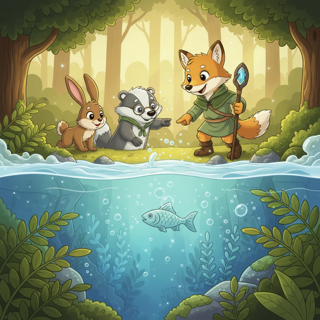 La Rivière au Mr Freezer était un spectacle merveilleux. Son eau était d'un bleu cristallin, et de petites bulles glacées montaient à la surface, créant un léger brouillard frais. Elle abritait des poissons aux écailles d'argent et des plantes aquatiques lumineuses.