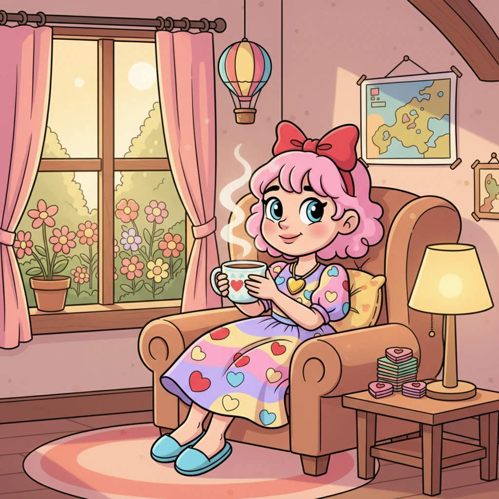 Finally, Ms. Valentine returned to her cozy cottage, tired but incredibly happy. Her garden still bloomed, and her home felt even warmer with the memories of her travels. She knew her mission was a success, for she had planted seeds of love in many young hearts. She sipped a cup of tea, a contented smile on her face, knowing she had made a difference.