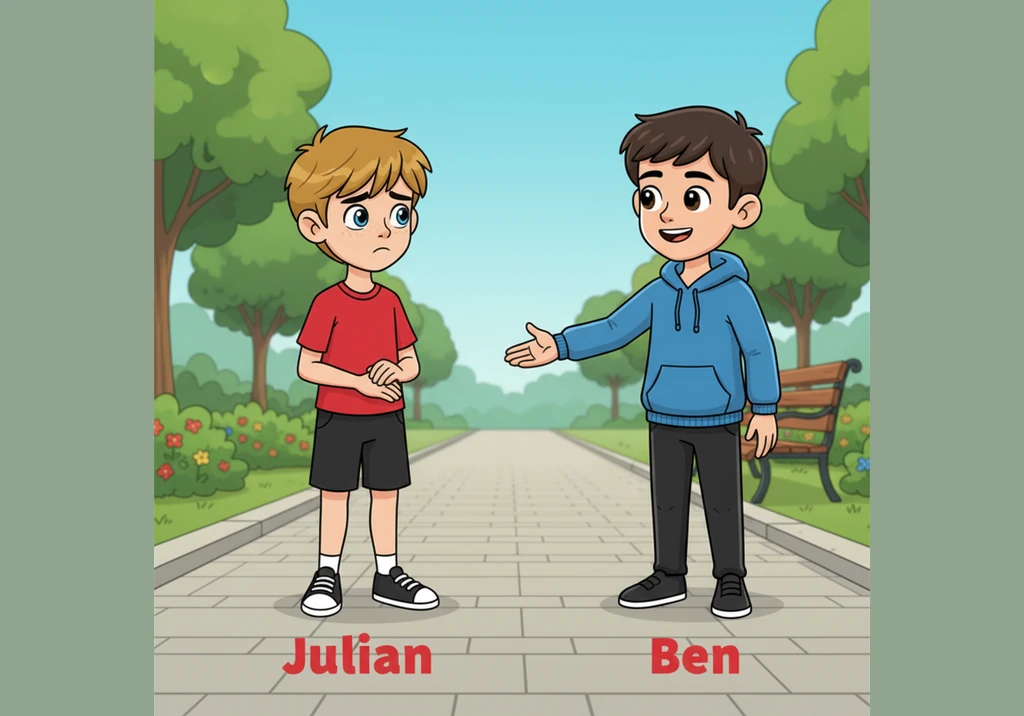 Julian whispers that things are getting weird as he watches his shadow crouch low like a sneaky cat. The shadow’s fingers wiggle playfully on the pave