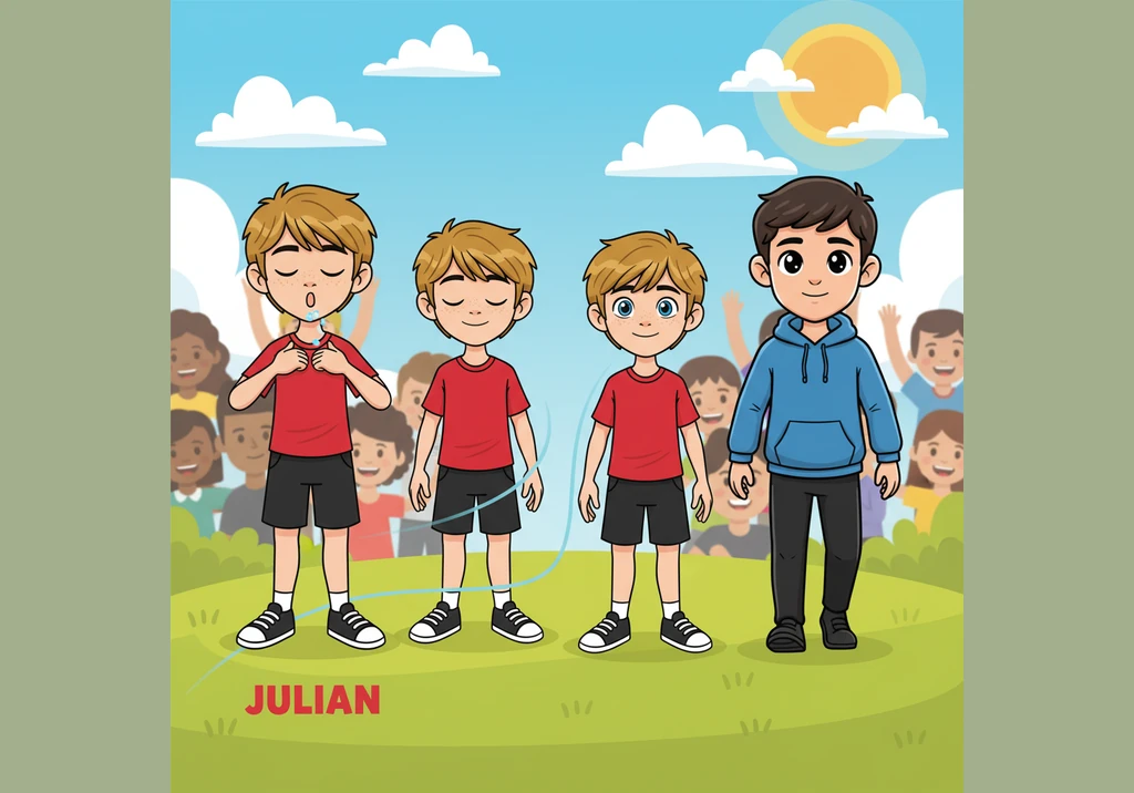 Julian takes a big, brave breath and marches forward right next to Arlen. The shadows instantly snap back into their normal, boring shapes, and Julian