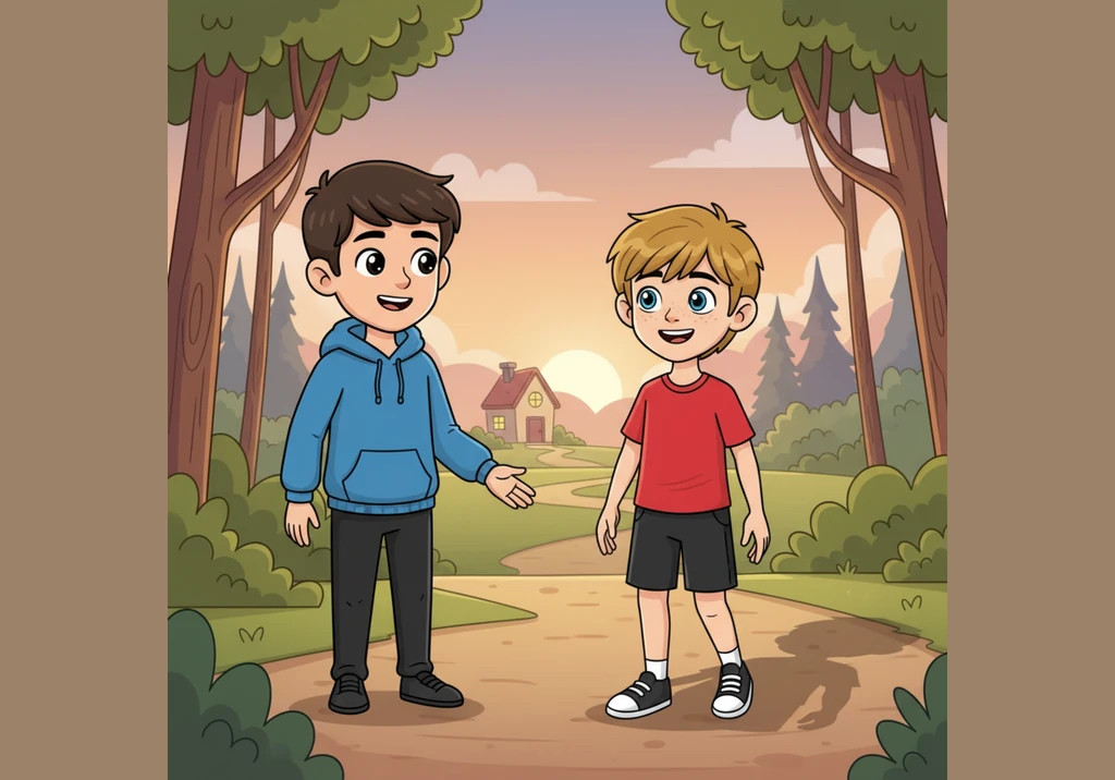 Arlen gives a knowing smile, reminding Julian that fear is usually just a trick of the mind. Julian nods happily, walking the rest of the way home wit