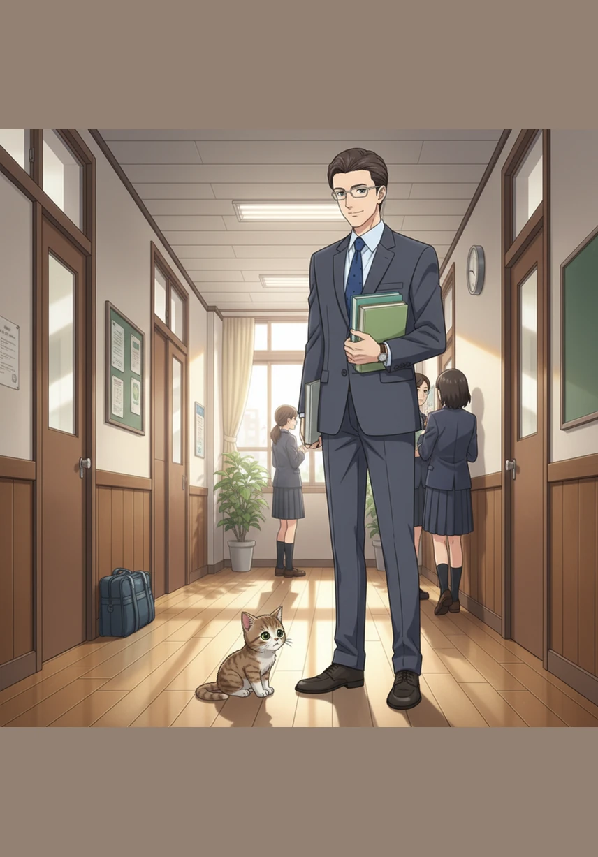 Down the hall, Mr. Aris notices a student sitting alone with a furrowed brow and a heavy backpack. He kneels down to offer a gentle word of encouragement, turning a moment of frustration into a spark of confidence.