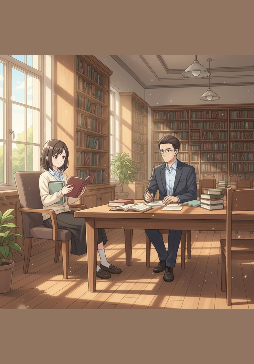 In the quiet of the afternoon, the library becomes a sanctuary of books and dreams. A teacher spends their own planning period organizing a new reading corner, creating a magical space for students to explore during their breaks.